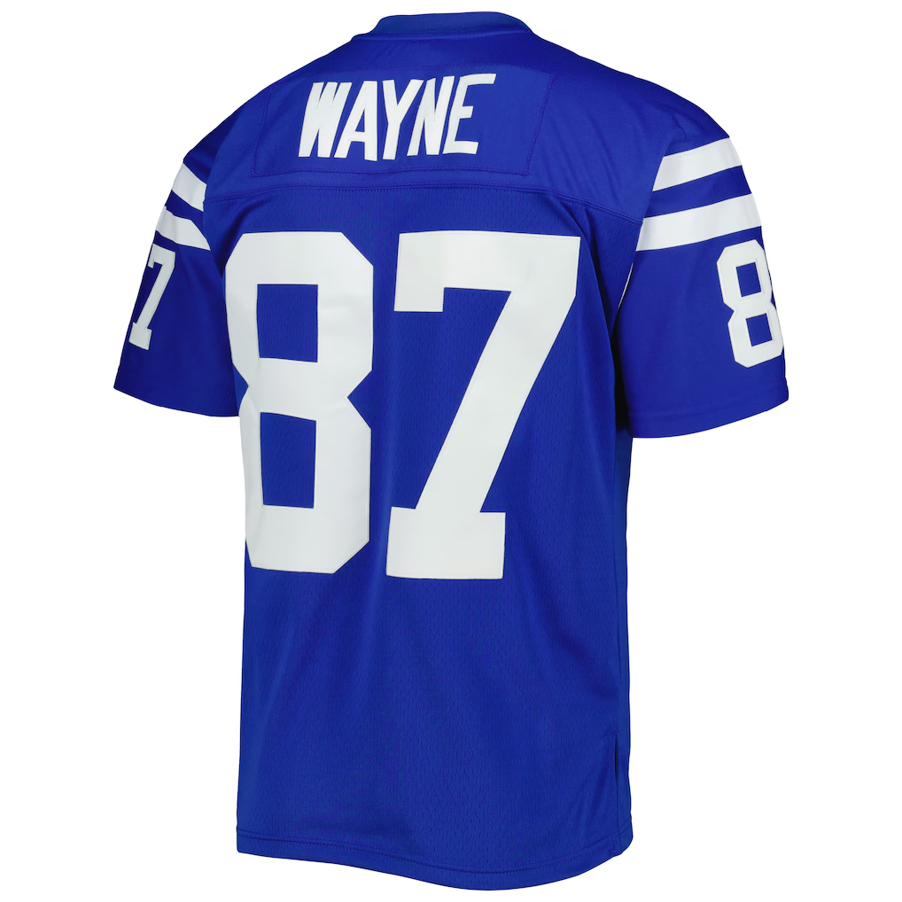 Yuxns I.Colts #87 Reggie Wayne Mitchell & Ness Royal Legacy Replica Puhic Game Stitched Jerseys