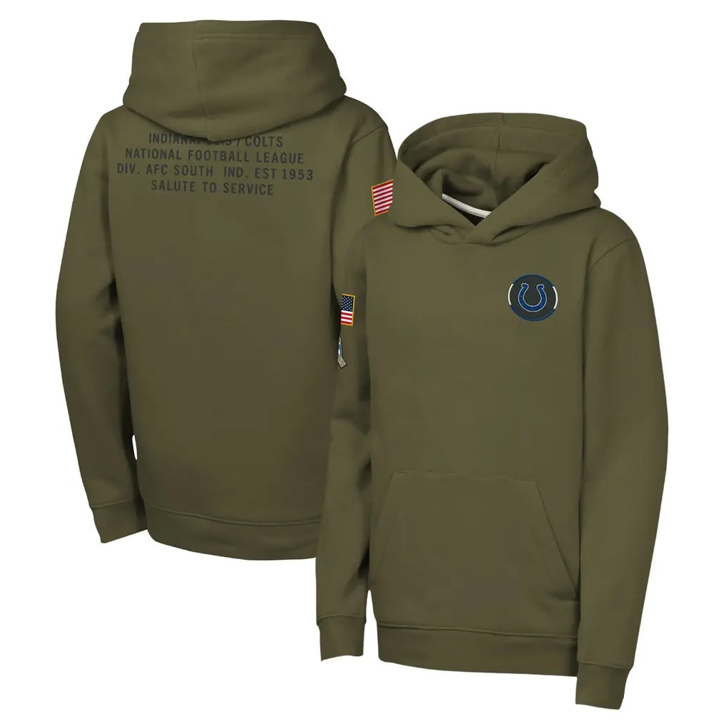 Yuxns IN.Colts Olive Salute to Service Pullover Hoodies Limited Blank Player Stitched Jerseys