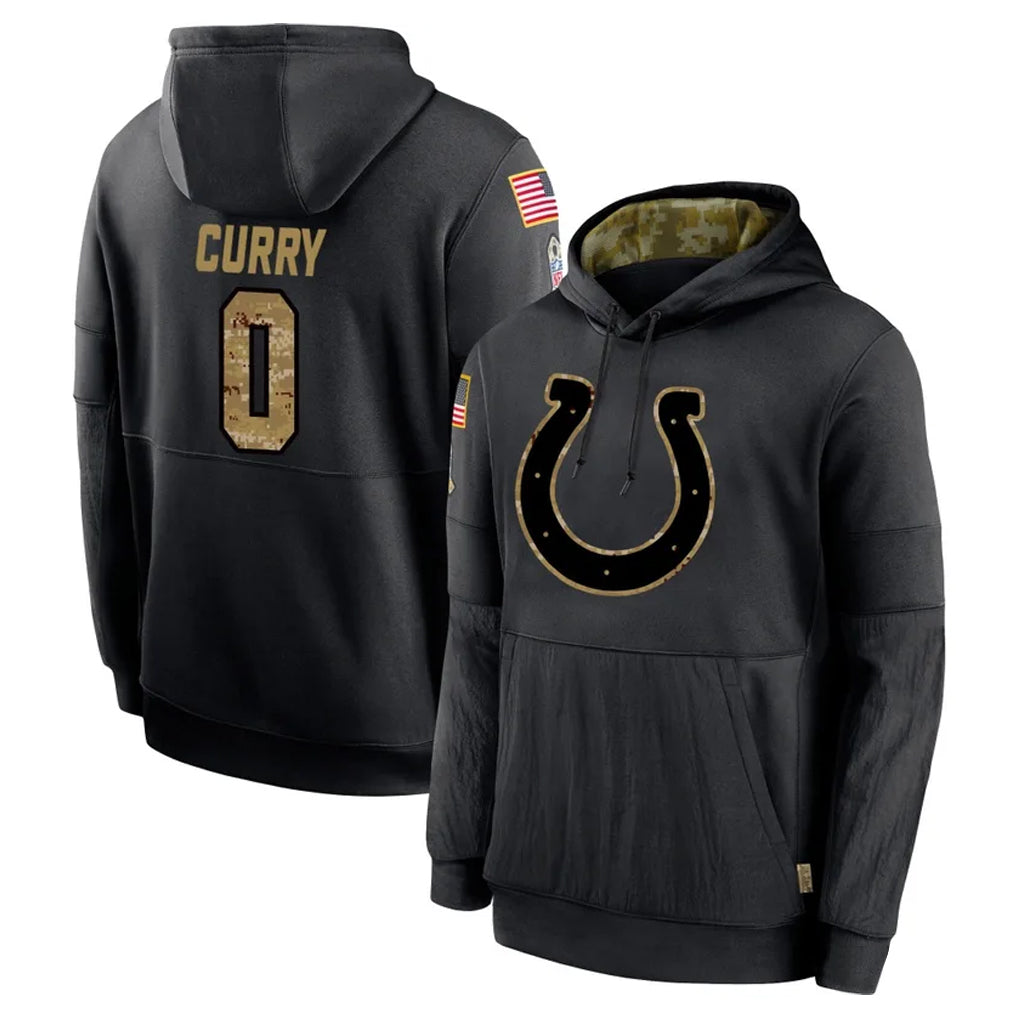 Yuxns IN.Colts #0 Camryn Bynum Player Black Salute to Service Hoodies Limited Game Stitched Jerseys