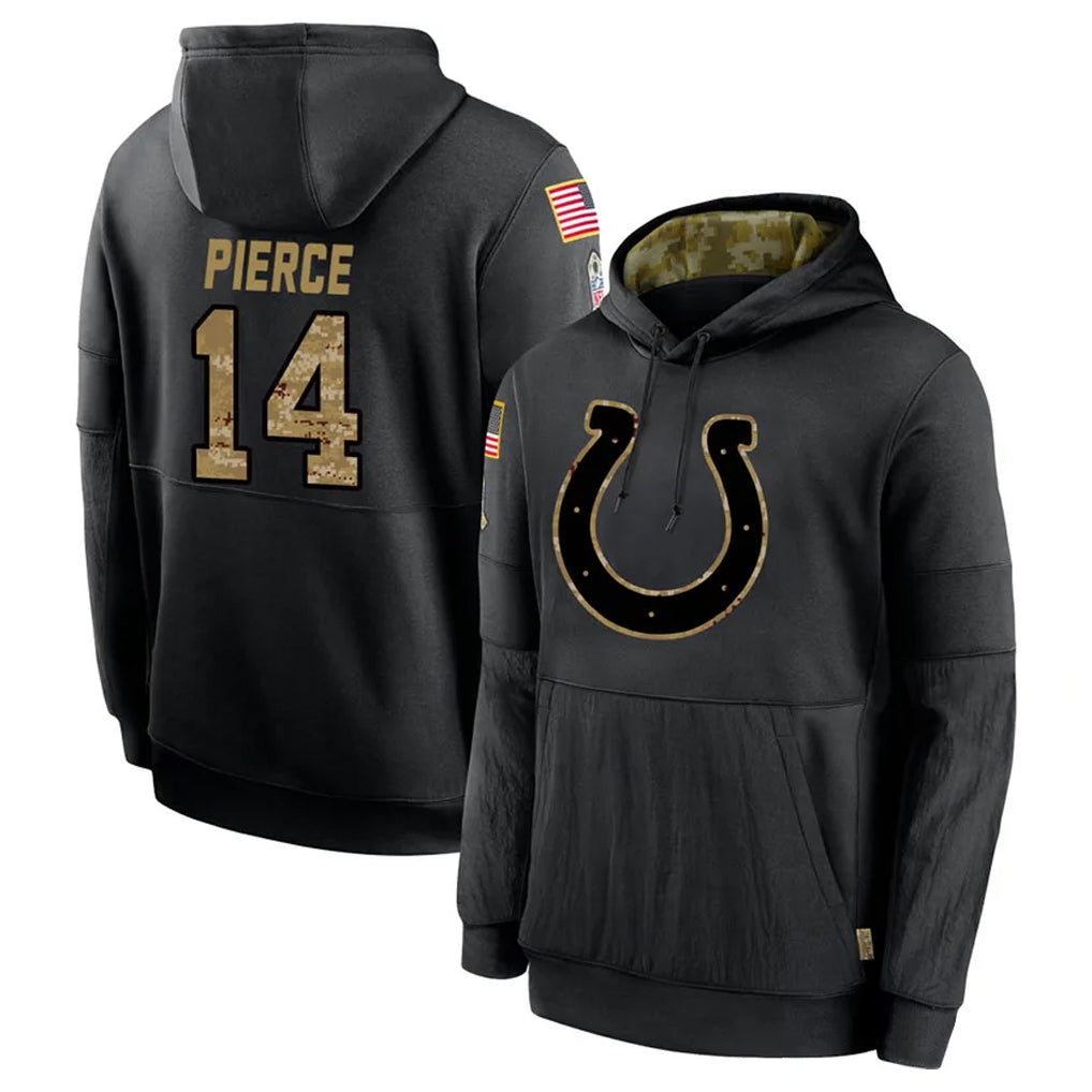 Yuxns IN.Colts #14 Alec Pierce Player Black Salute to Service Hoodies Limited Game Stitched Jerseys