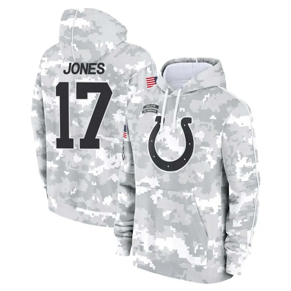 Yuxns IN.Colts #17 Daniel Jones Player Arctic Camo Salute to Service Hoodies Limited Game Stitched Jerseys