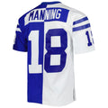 Yuxns IN.Colts #18 Peyton Manning Mitchell & Ness Royal-White Split Legacy Replica Stitched Jerseys