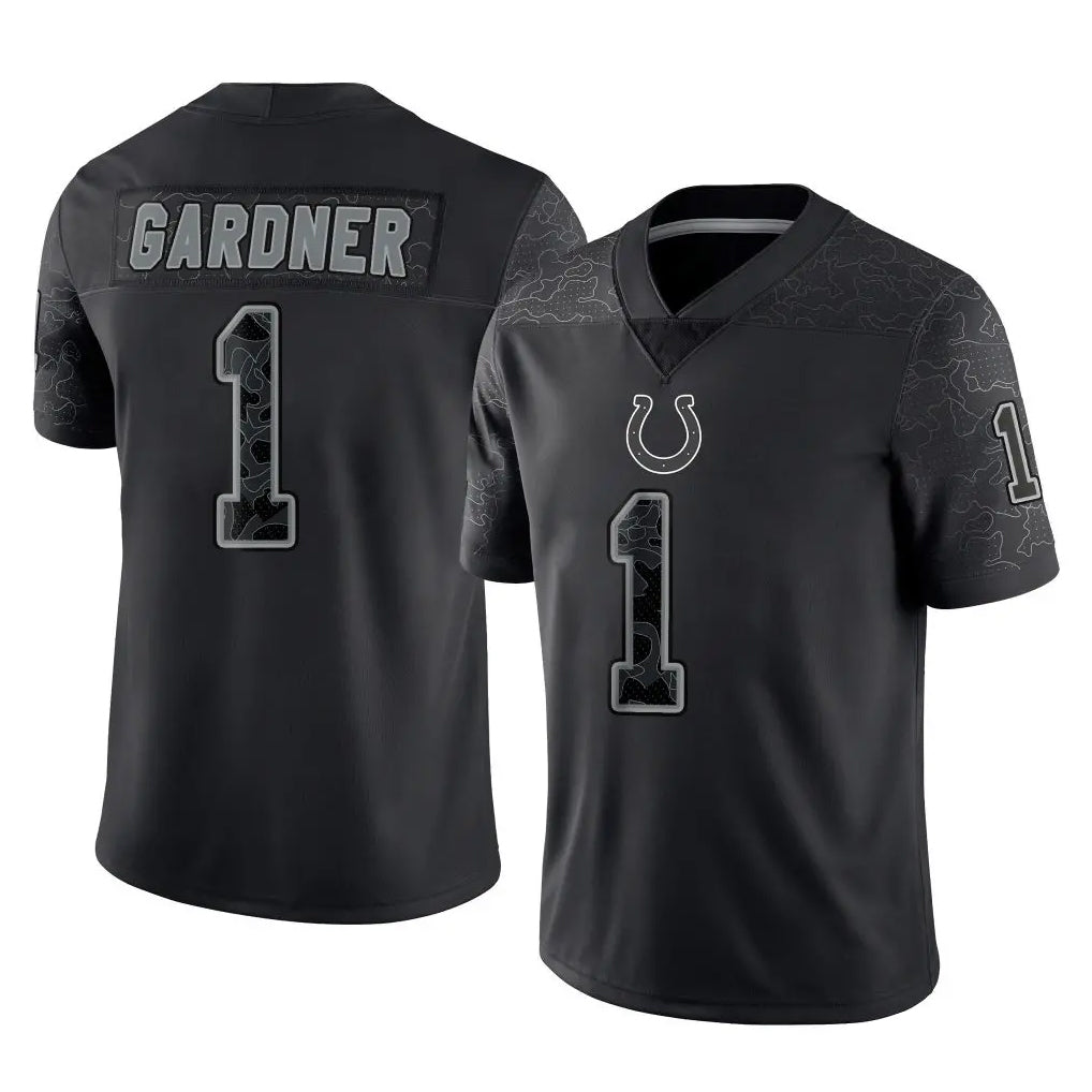 Yuxns IN.Colts #1 Sauce Gardner Player Black Reflective Limited Game Stitched Jerseys