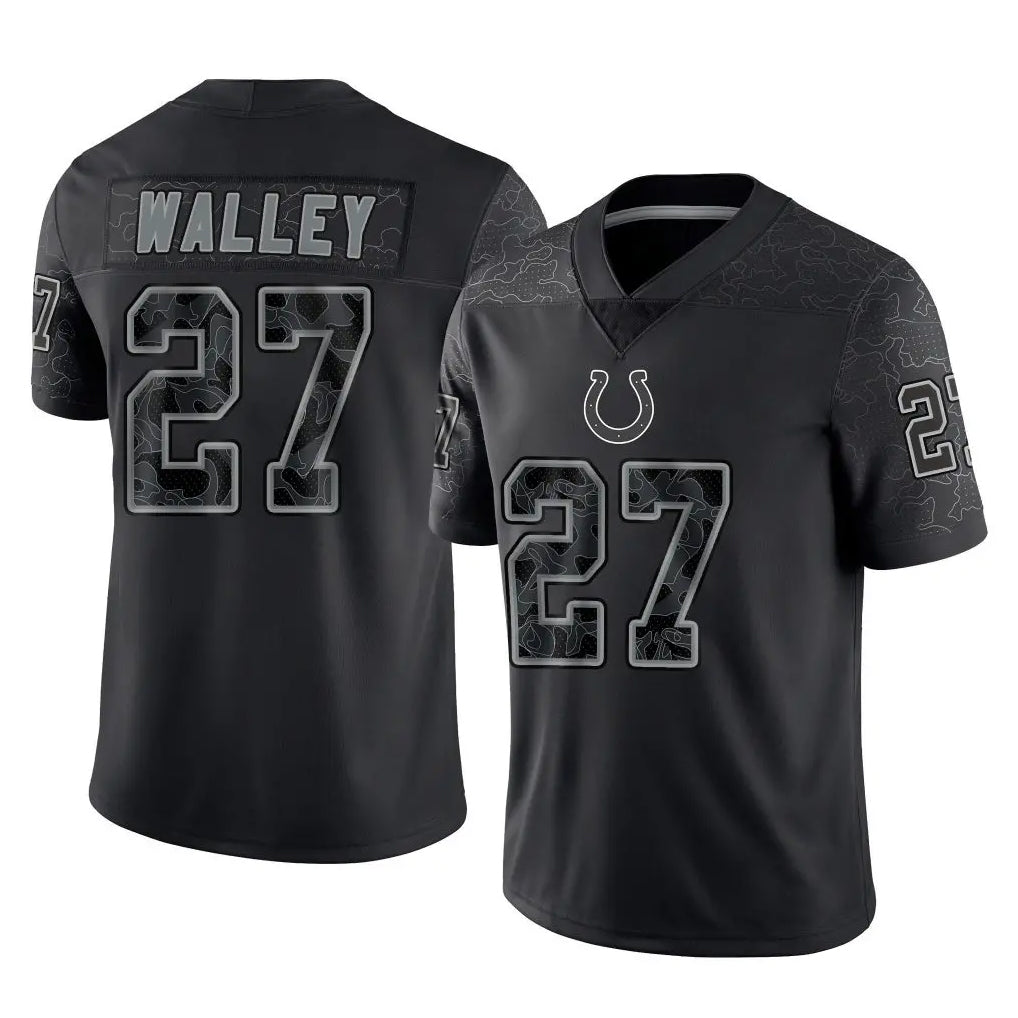 Yuxns IN.Colts #27 Justin Walley Player Black Reflective Limited Game Stitched Jerseys
