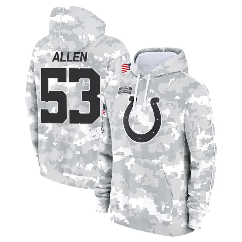 Yuxns IN.Colts #53 CJ Allen Player Arctic Camo Salute to Service Hoodies Limited Game Stitched Jerseys