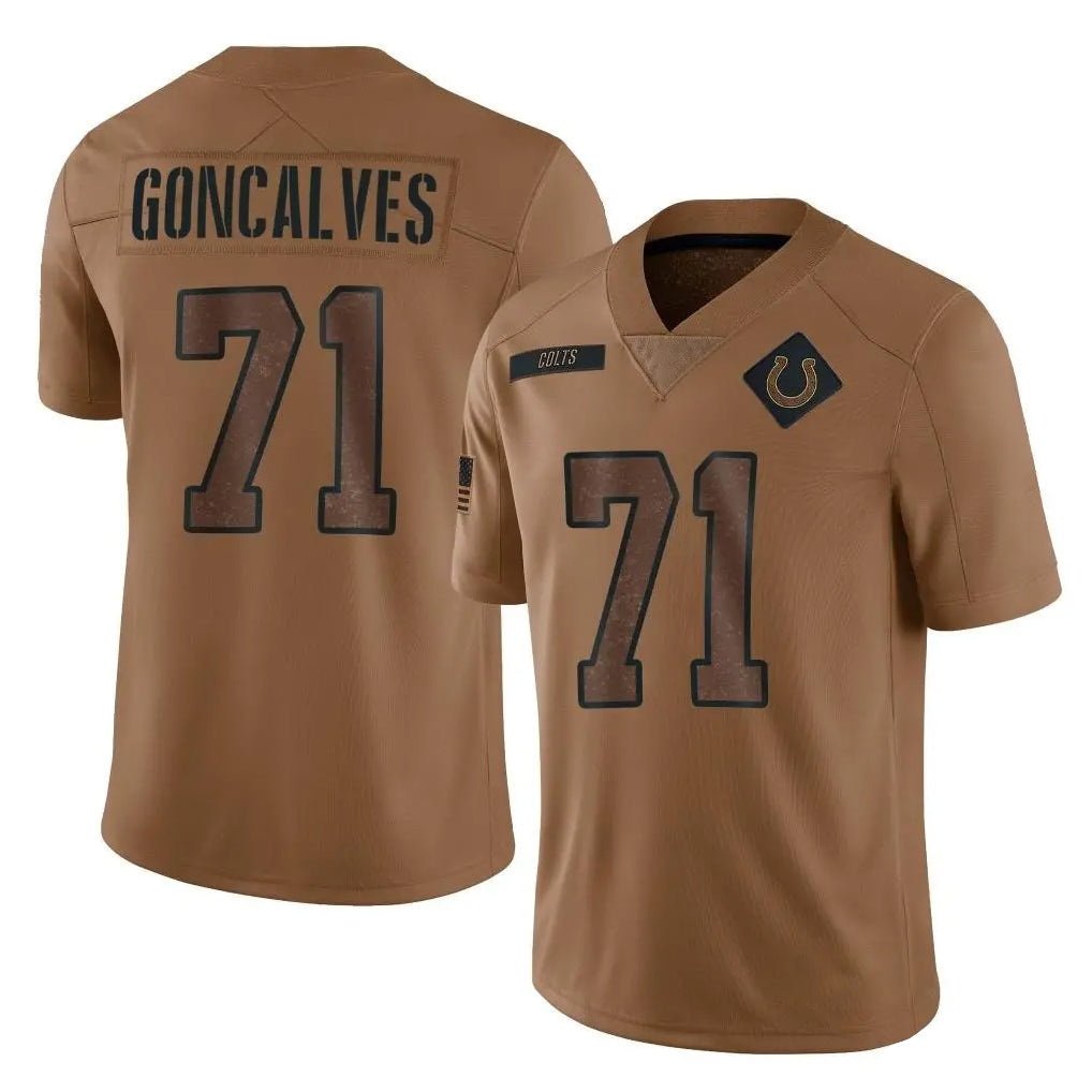 Yuxns IN.Colts #71 Matt Goncalves Player Brown Salute To Service Limited Stitched Jerseys