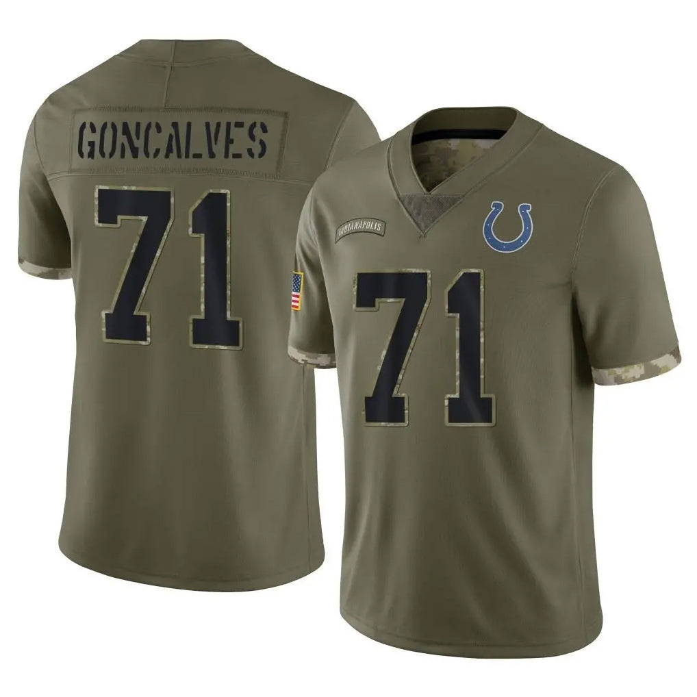Yuxns IN.Colts #71 Matt Goncalves Player Olive Salute To Service Limited Stitched Jerseys