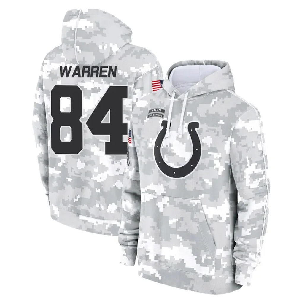 Yuxns IN.Colts #84 Tyler Warren Player Arctic Camo Salute to Service Hoodies Limited Game Stitched Jerseys