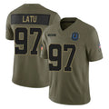Yuxns IN.Colts #97 Laiatu Latu Player Olive 2025 Salute To Service Limited Game Stitched Jerseys