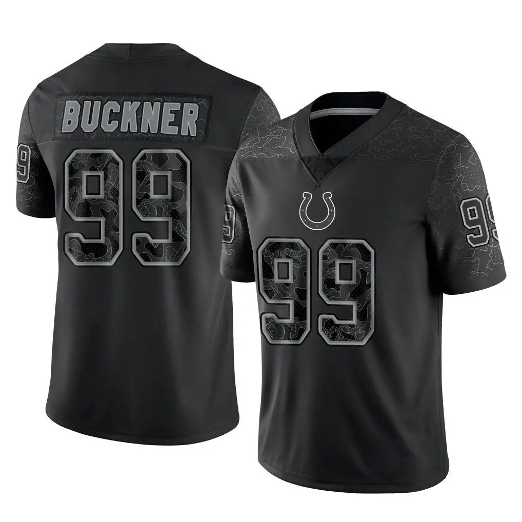 Yuxns IN.Colts #99 DeForest Buckner Player Black Reflective Limited Game Stitched Jerseys