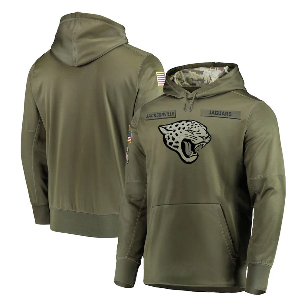 Yuxns J.Jaguars Olive Salute to Service Pullover Hoodies Home Game Blank Player Stitched Jerseys