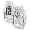 Yuxns J.Jaguars #12 Travis Hunter Player Arctic Camo Salute to Service Hoodies Limited Game Stitched Jerseys