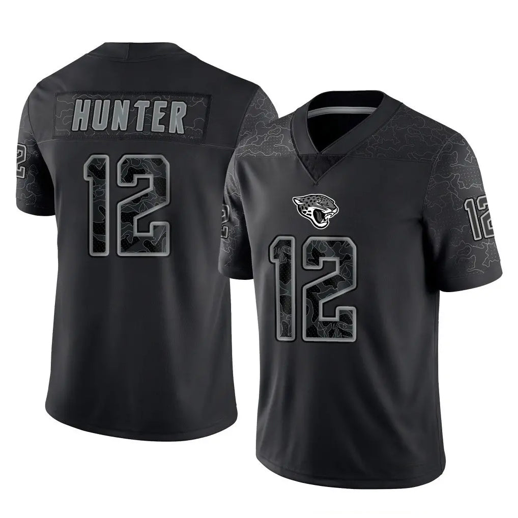Yuxns J.Jaguars #12 Travis Hunter Player Black Reflective Limited Game Stitched Jerseys