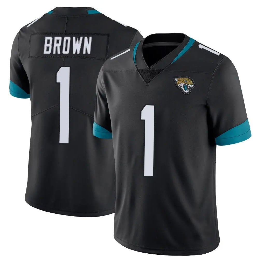 Yuxns J.Jaguars #1 Montaric Brown Player Black Vapor Untouchable Limited Home Game Stitched Jerseys