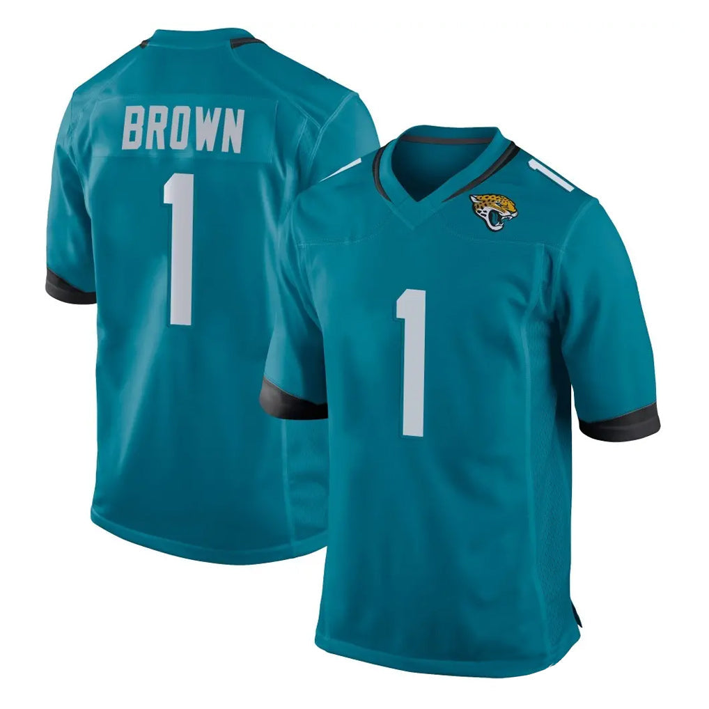 Yuxns J.Jaguars #1 Montaric Brown Player Teal Home Game Stitched Jerseys