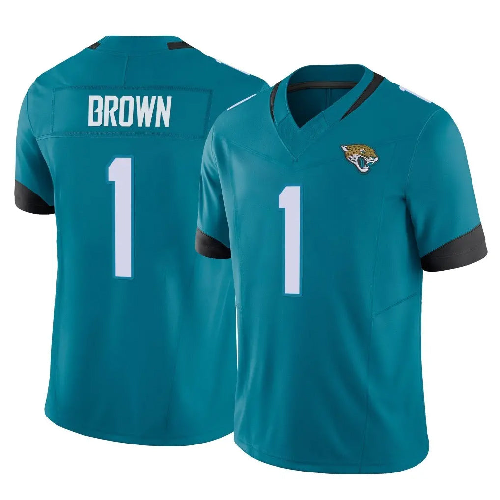Yuxns J.Jaguars #1 Montaric Brown Player Teal Vapor F.U.S.E. Limited Home Game Stitched Jerseys