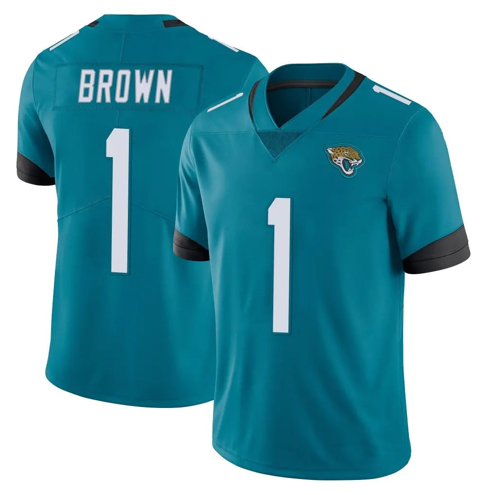 Yuxns J.Jaguars #1 Montaric Brown Player Teal Vapor Untouchable Limited Home Game Stitched Jerseys