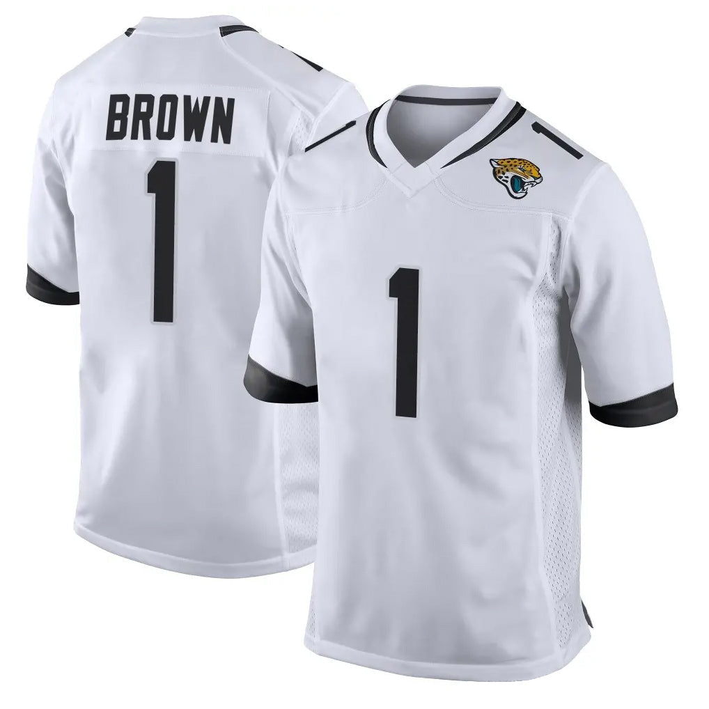 Yuxns J.Jaguars #1 Montaric Brown Player White Home Game Stitched Jerseys