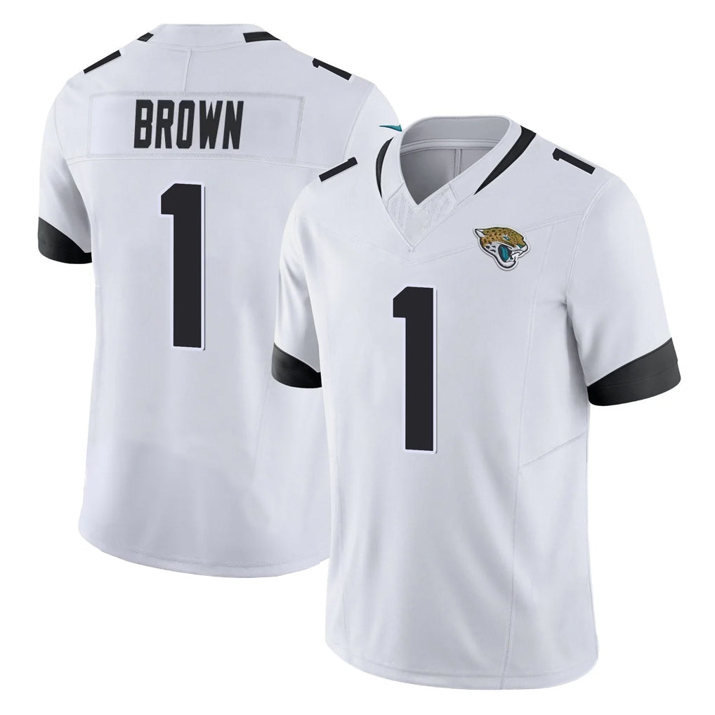 Yuxns J.Jaguars #1 Montaric Brown Player White Vapor F.U.S.E. Limited Home Game Stitched Jerseys