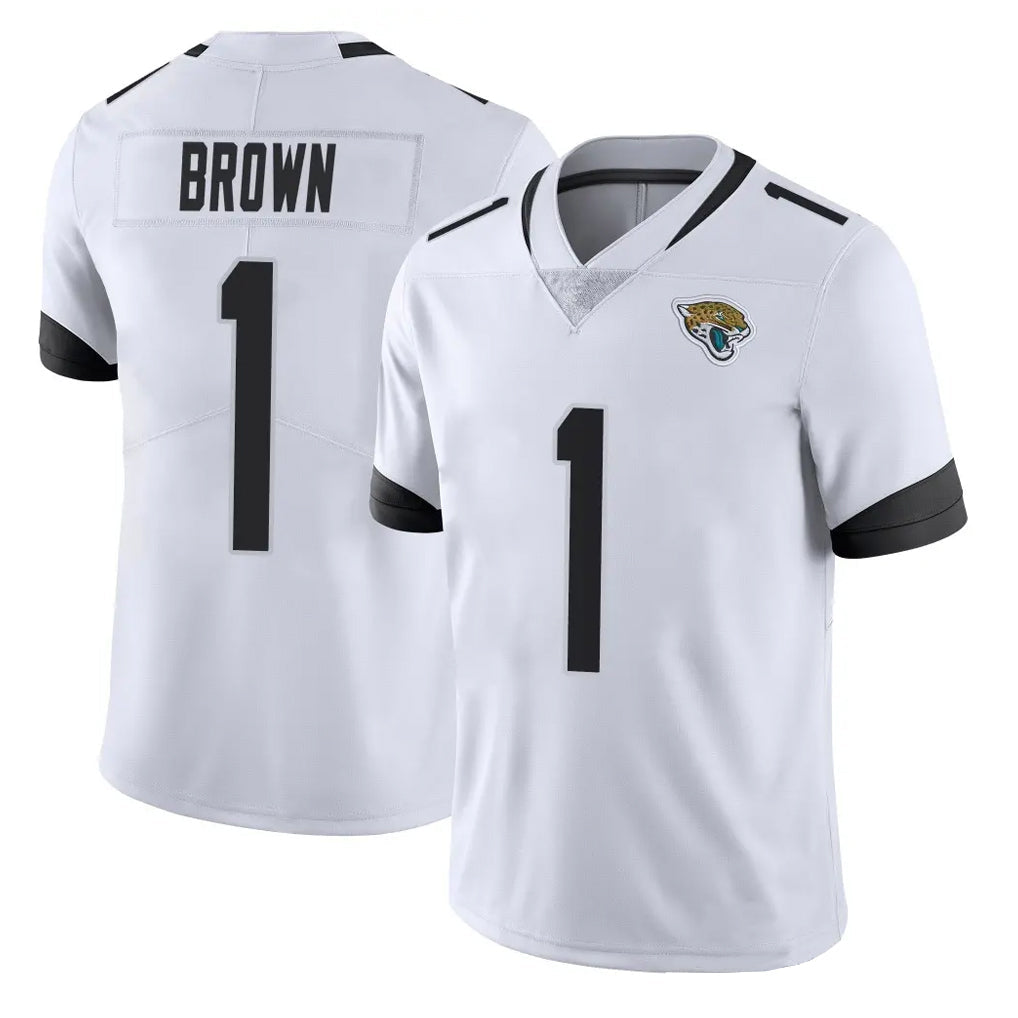 Yuxns J.Jaguars #1 Montaric Brown Player White Vapor Untouchable Limited Home Game Stitched Jerseys