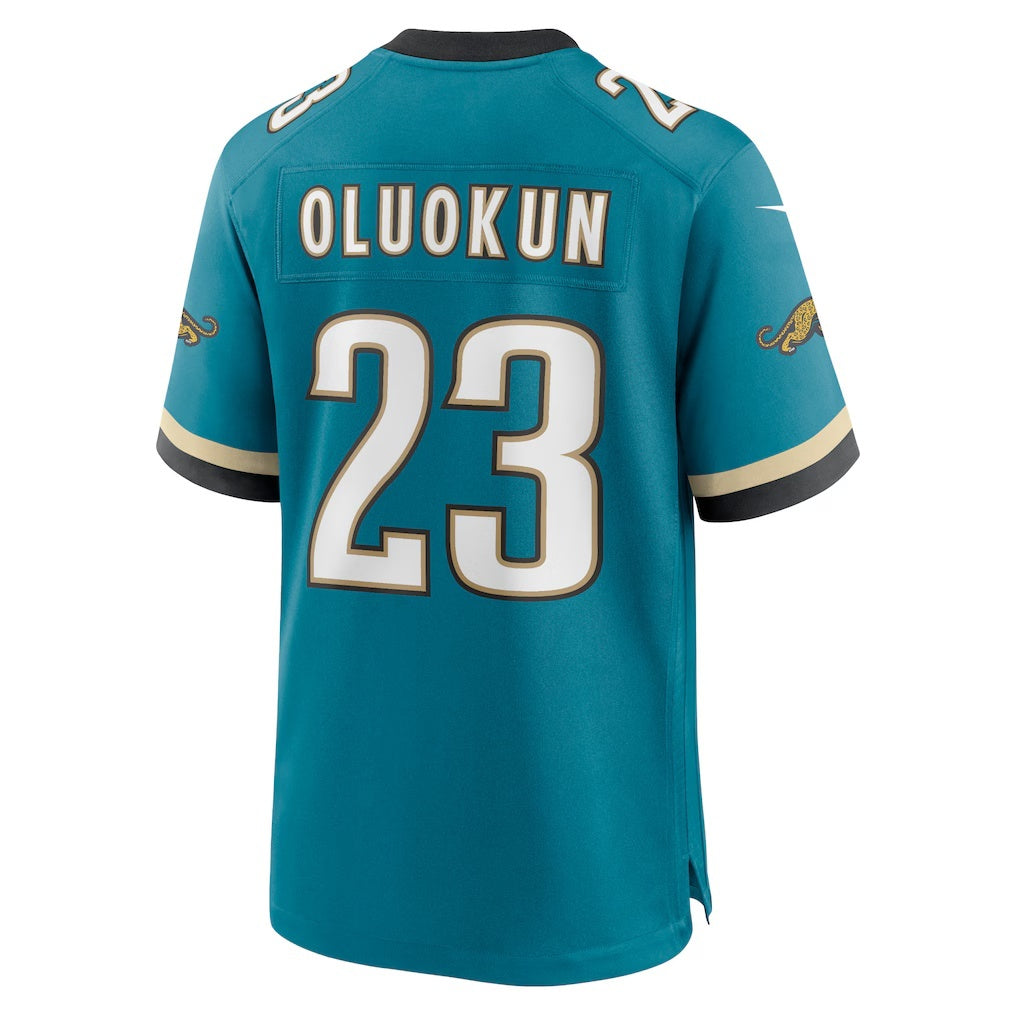 Yuxns J.Jaguars #23 Foye Oluokun Teal Prowler Throwback Player Game Stitched Jerseys
