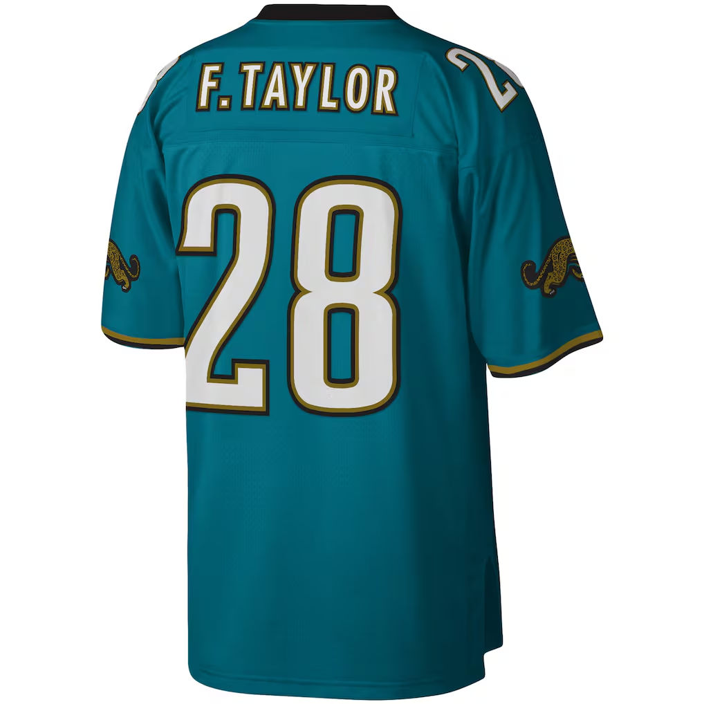 Yuxns J.Jaguars #28 Fred Taylor Mitchell & Ness Teal Legacy Replica Puhic Stitched Jerseys