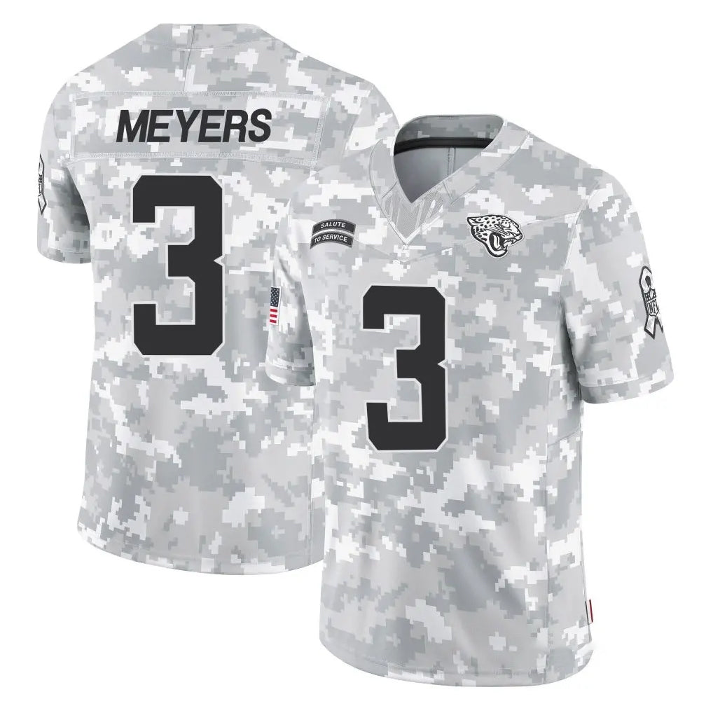 Yuxns J.Jaguars #3 Jakobi Meyers Player Arctic Camo Salute To Service Limited Game Stitched Jerseys