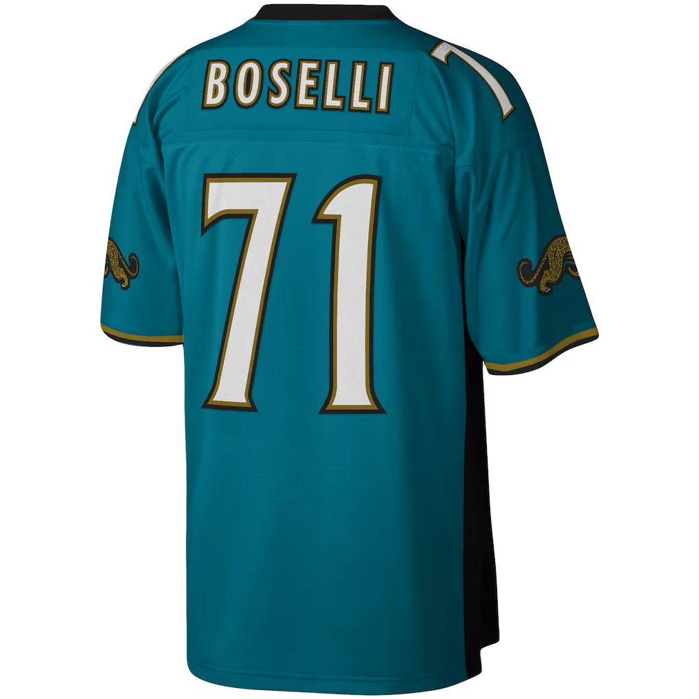 Yuxns J.Jaguars #71 Tony Boselli Mitchell & Ness Teal Legacy Replica Stitched Jerseys