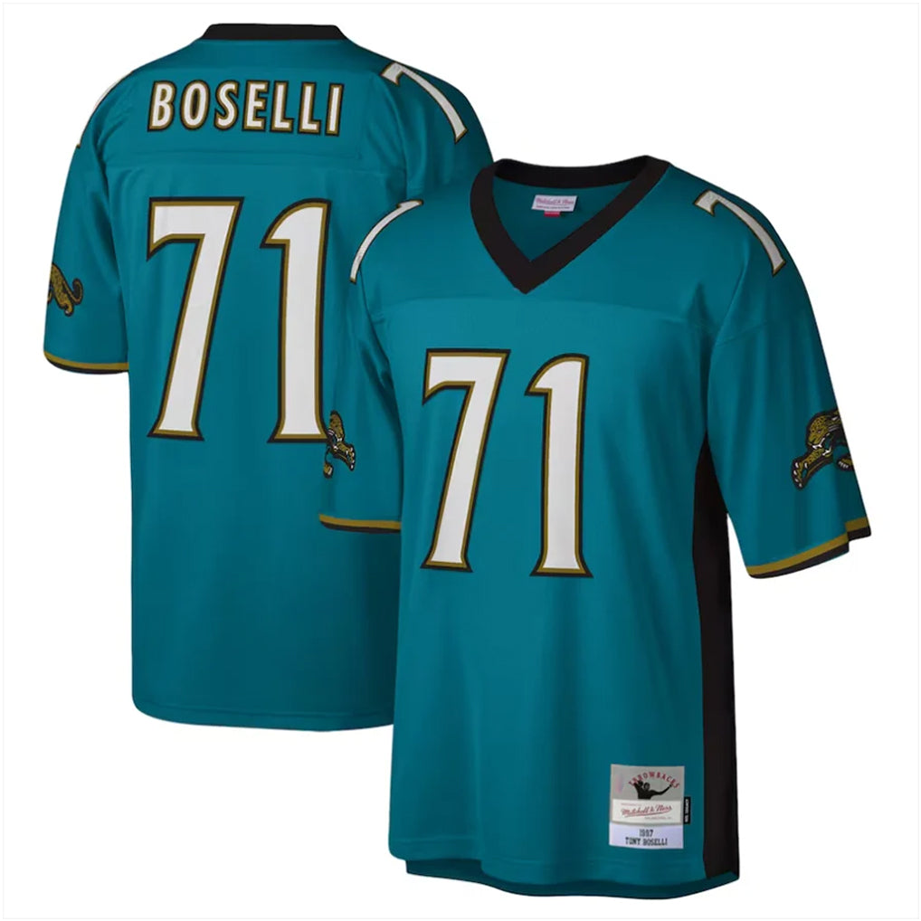 Yuxns J.Jaguars #71 Tony Boselli?Player Teal Mitchell & Ness Legacy Home Game Stitched Jerseys