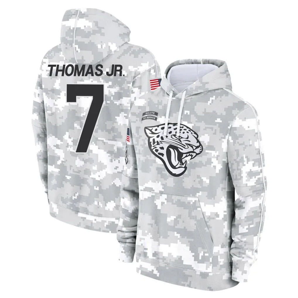 Yuxns J.Jaguars #7 Brian Thomas Jr. Player Arctic Camo Salute to Service Hoodies Limited Game Stitched Jerseys