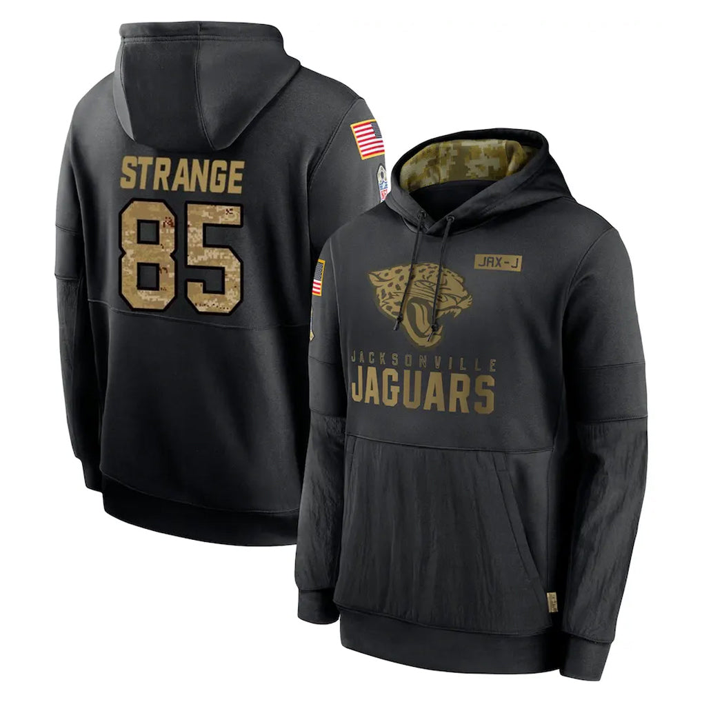 Yuxns J.Jaguars #85 Brenton Strange Player Black Salute to Service Hoodies Limited Game Stitched Jerseys