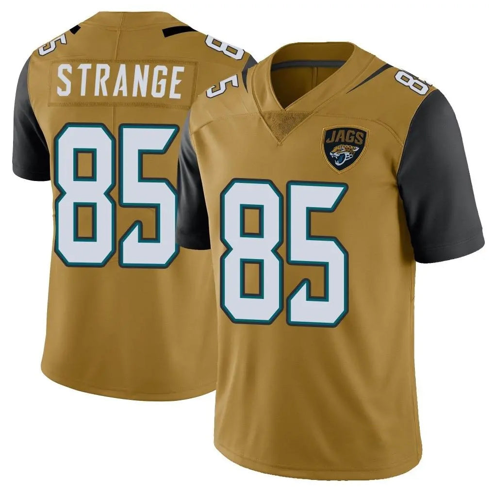 Yuxns J.Jaguars #85 Brenton Strange Player Gold Vapor Limited Home Game Stitched Jerseys