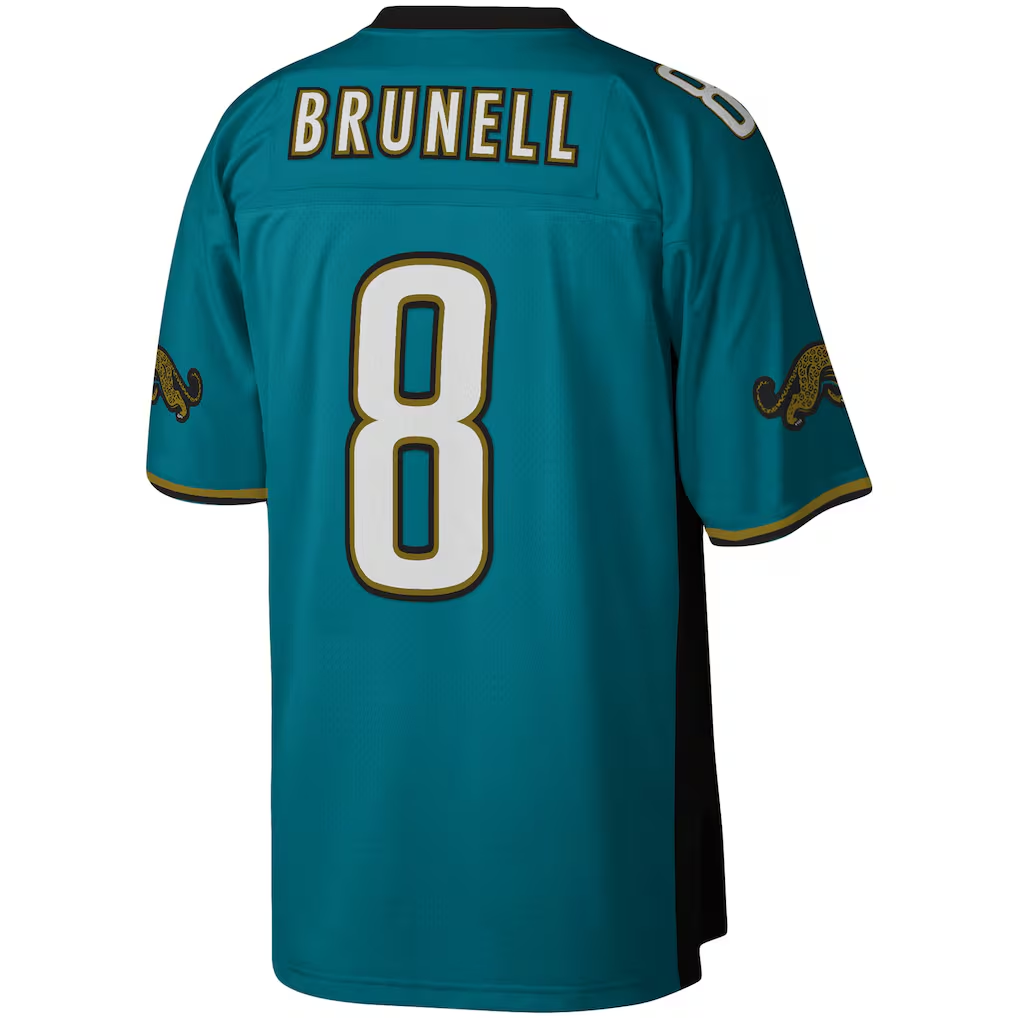 Yuxns J.Jaguars  #8 Mark Brunell Mitchell & Ness Teal Legacy Replica Stitched Jerseys