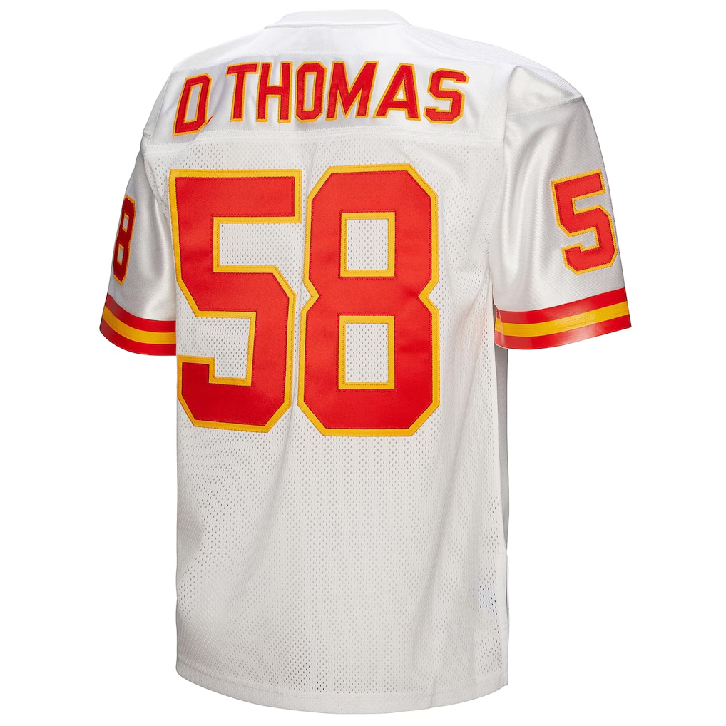 Yuxns KC.Chiefs 1994 #58 Derrick Thomas Mitchell & Ness White Authentic Throwback Retired Player Puhic Stitched Jerseys