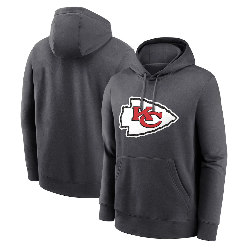 Yuxns KC.Chiefs Gray LoGo Pullover Hoodies Limited Blank Player Stitched Jerseys