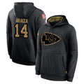 Yuxns KC.Chiefs #14 Matt Araiza Player Black Salute to Service Hoodies Limited Game Stitched Jerseys