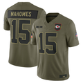 Yuxns KC.Chiefs #15 Patrick Mahomes Olive 2025 Salute to Service Limited Stitched Jerseys