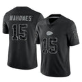 Yuxns KC.Chiefs #15 Patrick Mahomes Player Black Limited Reflective Game Stitched Jerseys