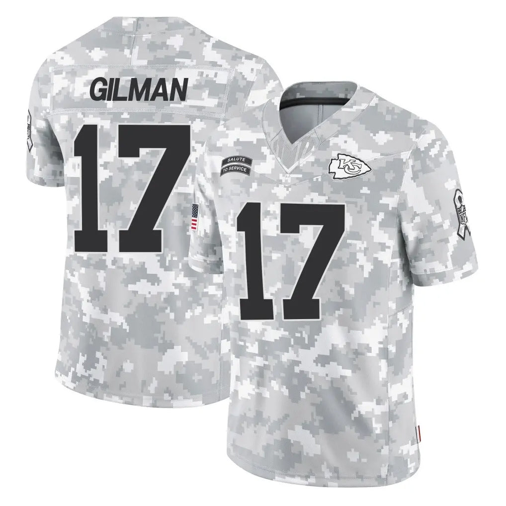 Yuxns KC.Chiefs #17 Alohi Gilman Player Arctic Camo Salute To Service Limited Game Stitched Jerseys