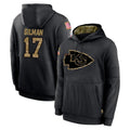 Yuxns KC.Chiefs #17 Alohi Gilman Player Black Salute to Service Hoodies Limited Game Stitched Jerseys