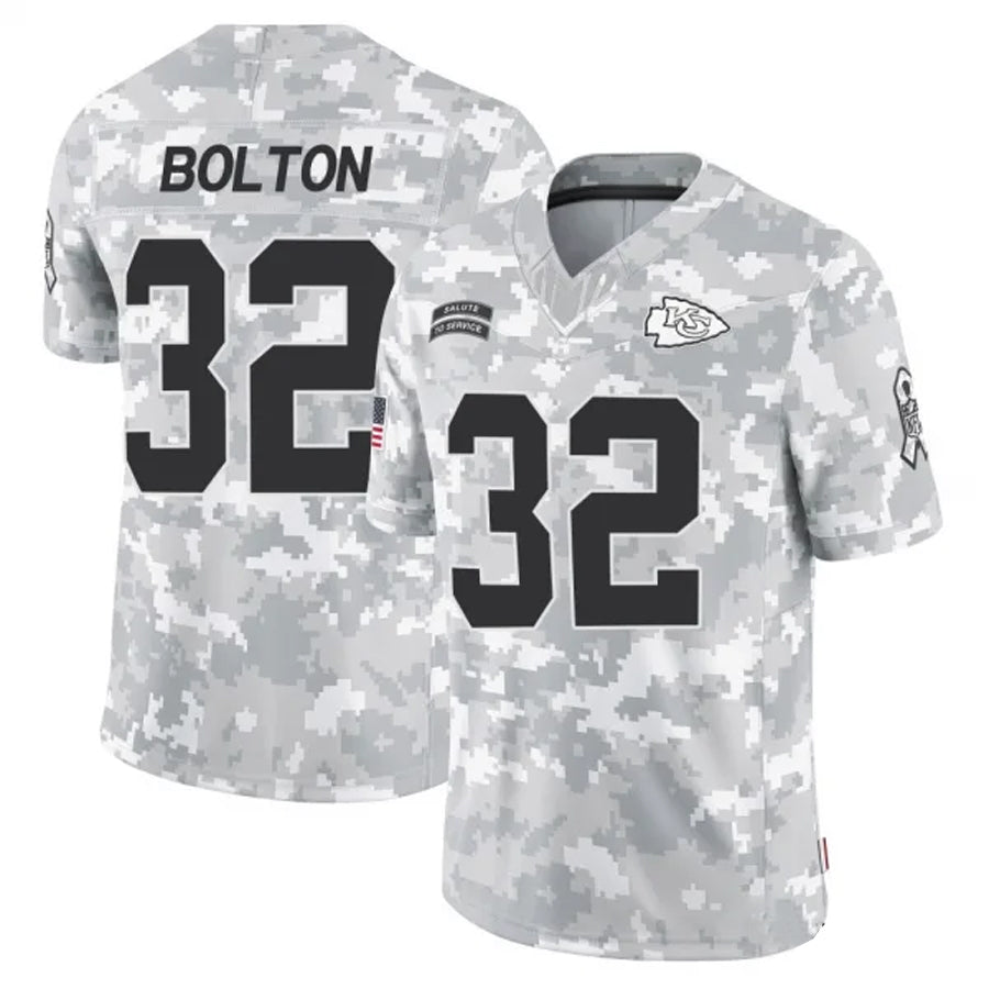 Yuxns KC.Chiefs #32 Nick Bolton Player Arctic Camo Salute to Service Limited Stitched Jerseys