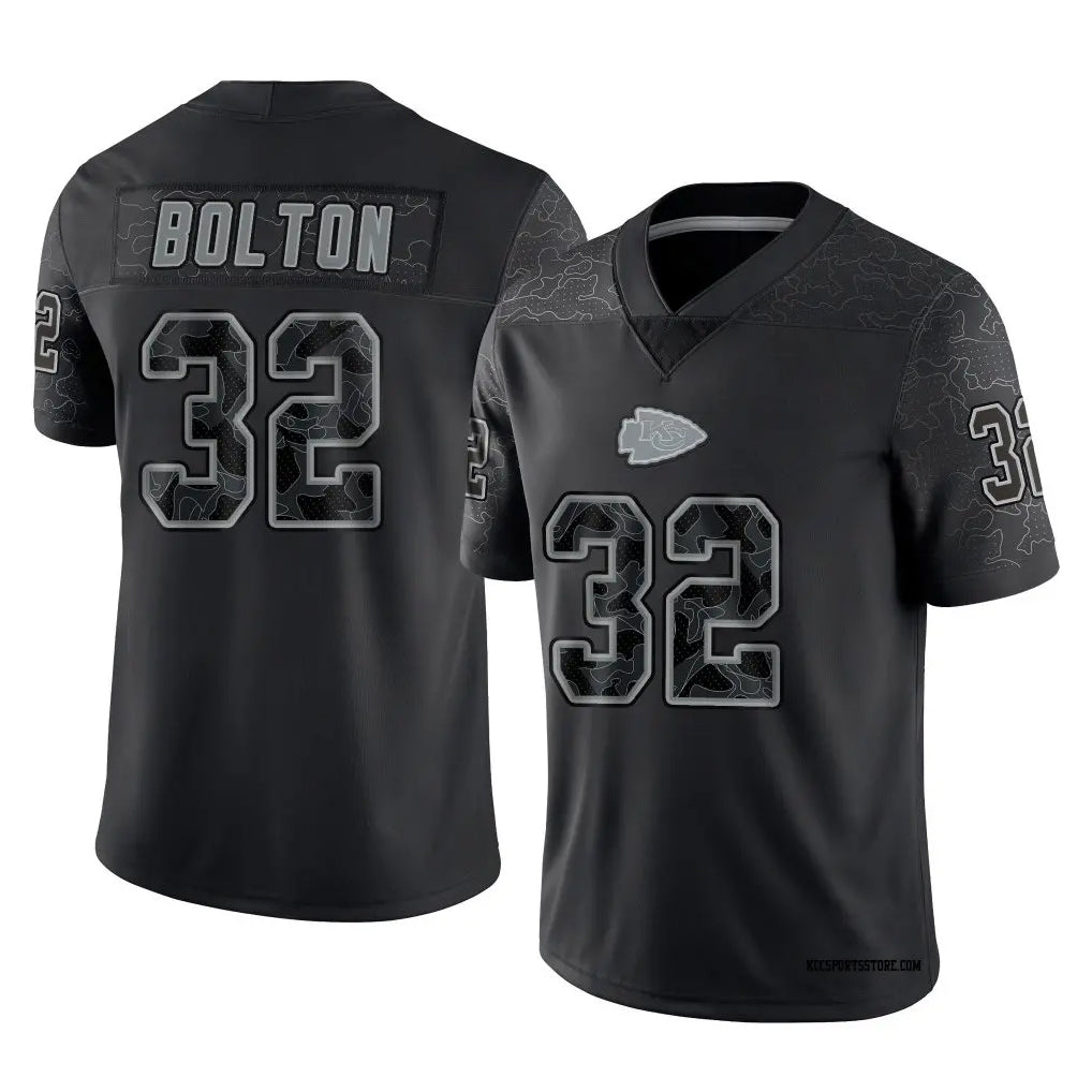 Yuxns KC.Chiefs #32 Nick Bolton Player Black Limited Reflective Game Stitched Jerseys