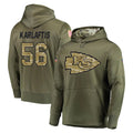 Yuxns KC.Chiefs #56 George Karlaftis Player Olive Salute to Service Pullover Hoodies Home Game Stitched Jerseys