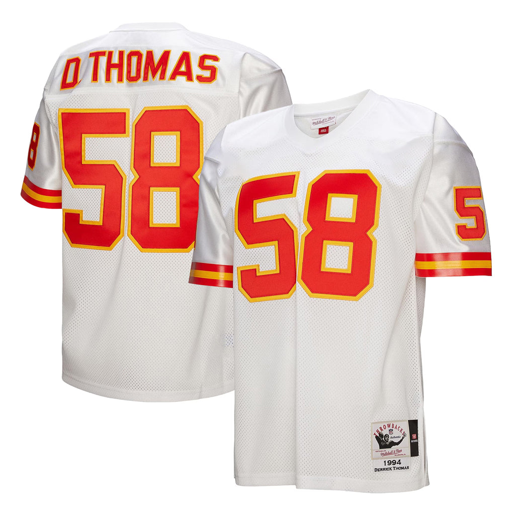 Yuxns KC.Chiefs #58 Derrick Thomas Player White Mitchell & Ness 1994 Throwback Retired Stitched Jerseys