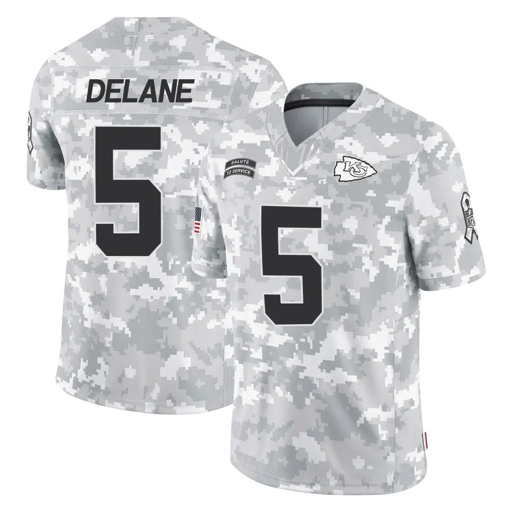 Yuxns KC.Chiefs #5 Mansoor Delane Player Arctic Camo Salute To Service Limited Game Stitched Jerseys