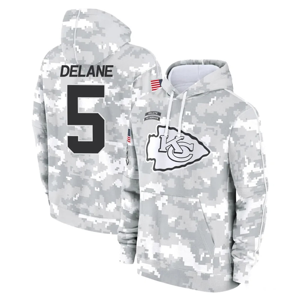 Yuxns KC.Chiefs #5 Mansoor Delane Player Arctic Camo Salute to Service Hoodies Limited Game Stitched Jerseys
