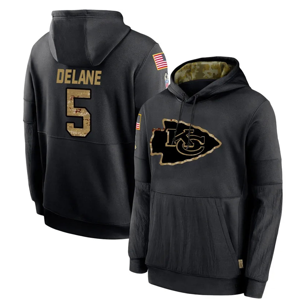 Yuxns KC.Chiefs #5 Mansoor Delane Player Black Salute to Service Hoodies Limited Game Stitched Jerseys