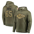 Yuxns KC.Chiefs #65 Trey Smith Player Olive Salute to Service Pullover Hoodies Home Game Stitched Jerseys