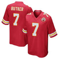 Yuxns KC.Chiefs #7 Harrison Butker Player Red Home Game Stitched Jerseys