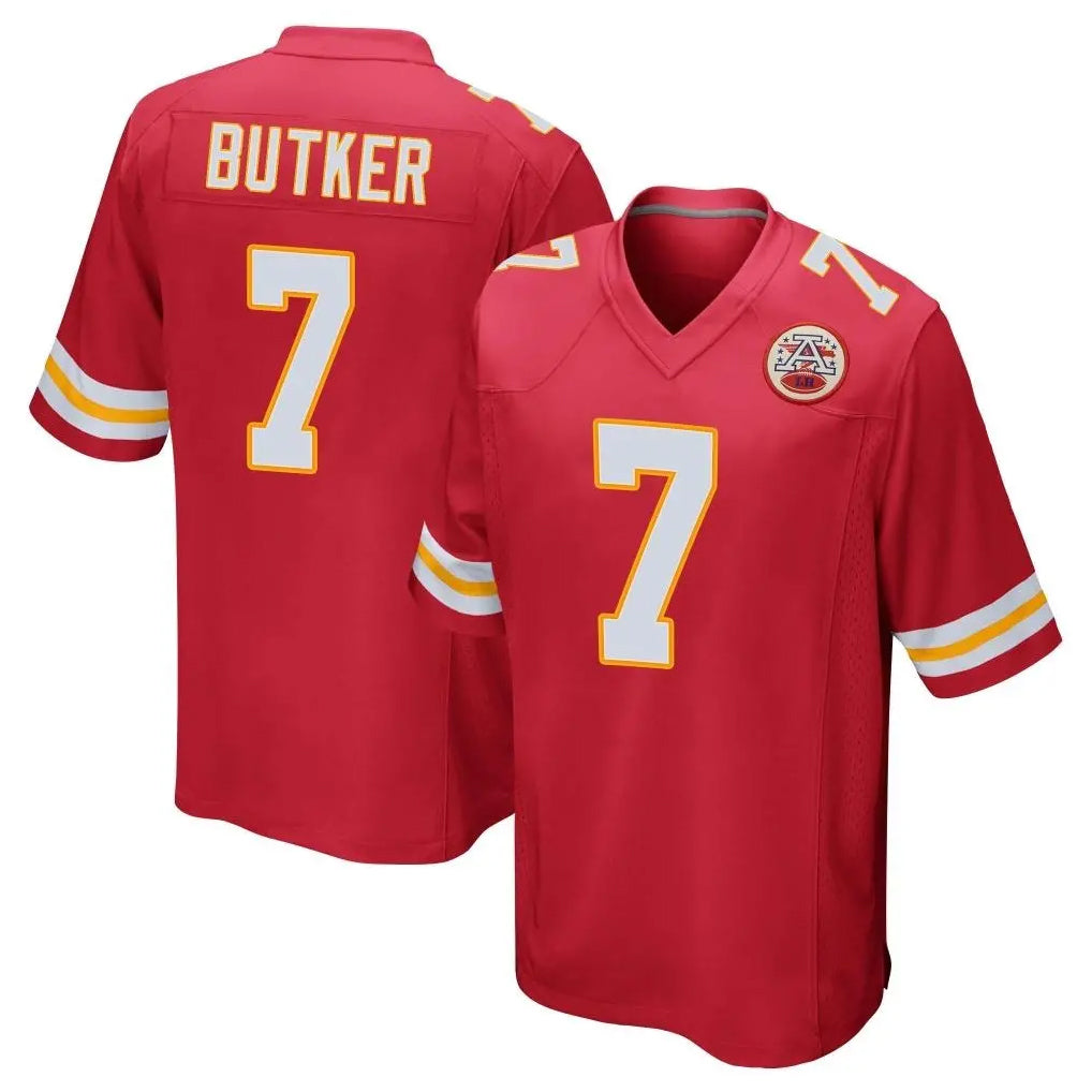 Yuxns KC.Chiefs #7 Harrison Butker Player Red Home Game Stitched Jerseys